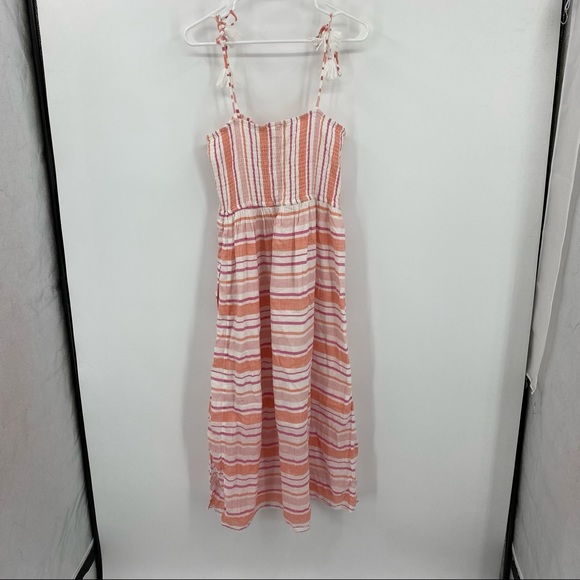 Roller Rabbit East Hampton Kirsten Midi Dress Striped Coral Pink Large - Picture 7 of 10